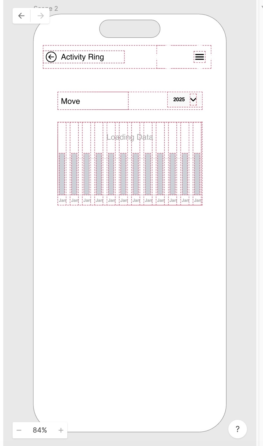For our second page that would show users their progress through the week, this is what it originally looked like, but I obviously didn't want each month, I wanted each day of the week.